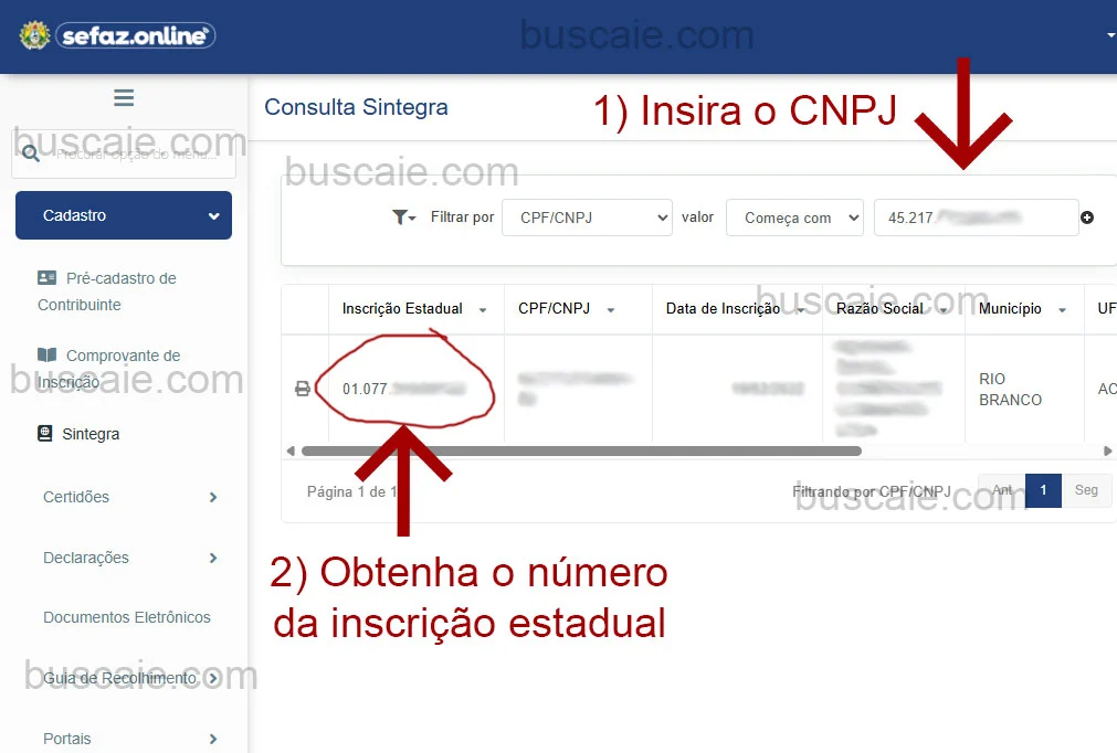 Consulta inscrição estadual Acre