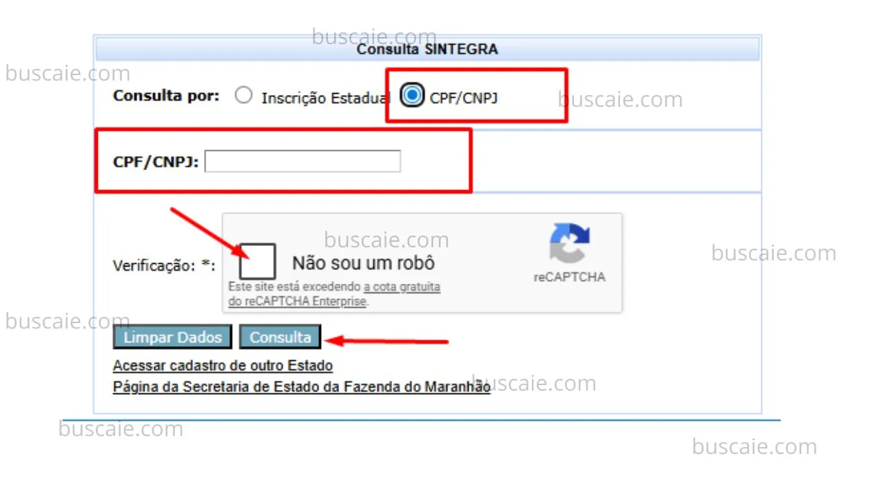 Consulta inscrição estadual Maranhão
