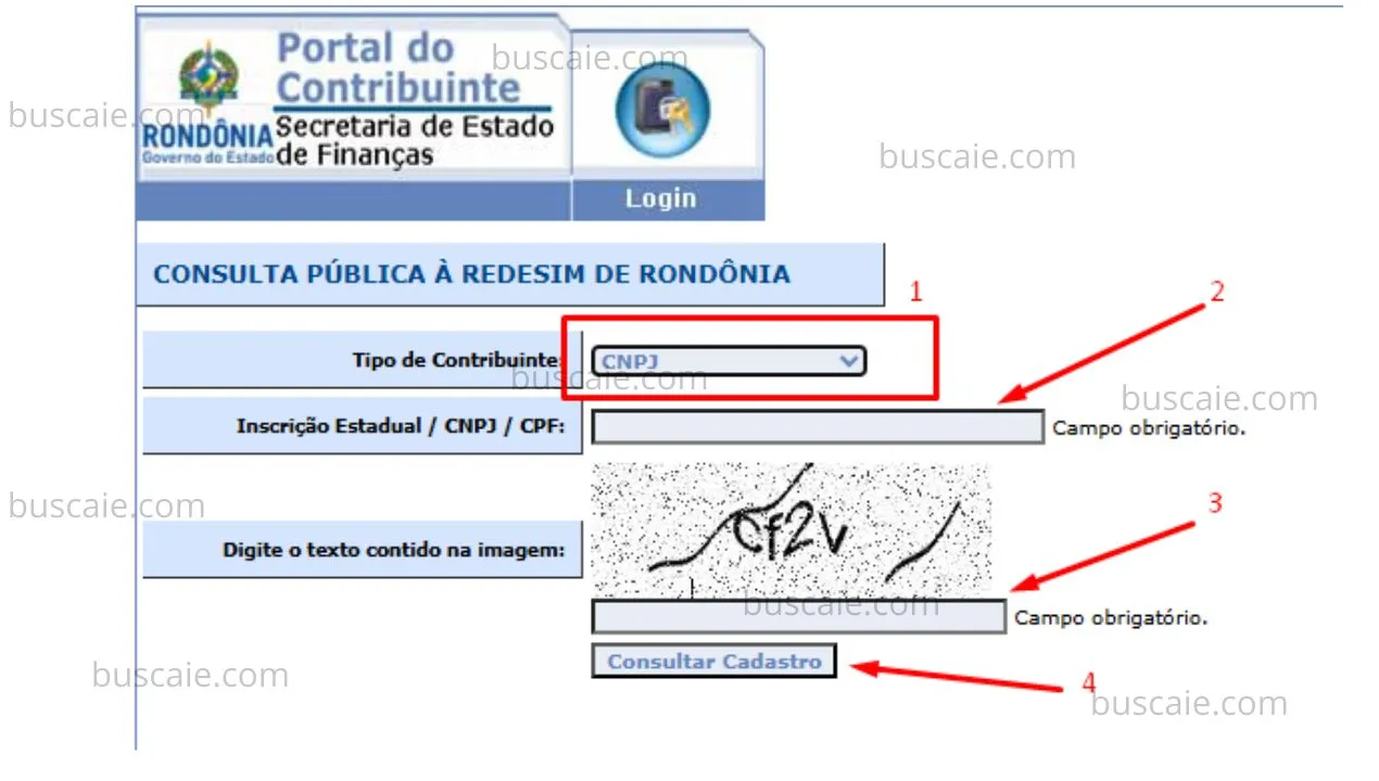 Consulta inscrição estadual Rondônia